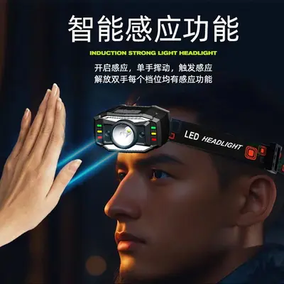 Multifunction Sensor Headlamp with Rechargeable Lithium Battery for Camping