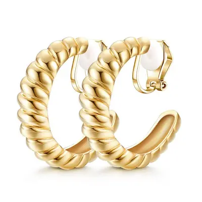 Geometric Painless Hollow Ear Clips, Non-Piercing Alloy Earrings - 7