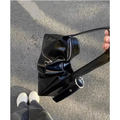 Y2K yumuşak deri doku tote çanta, crossbody omuz çantası, büyük kapasite