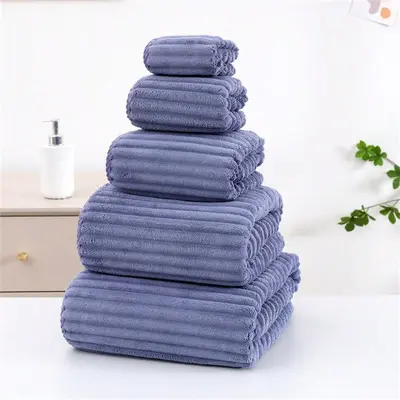 Badehandtuch-Set fünfteilig, Zuckersamt, fusselarm - 9