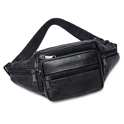 Men's Waist Bag, PU Leather Chest Bag, Multifunctional Outdoor Running Phone Bag - 7