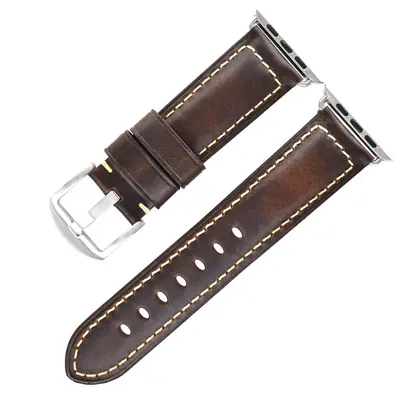 Apple Watch 3/4/5/7/8/9/SE uyumlu gerçek deri kayış, vintage - 11