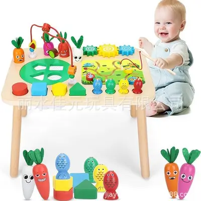 7 in 1 Wooden Montessori Toys for 1-Year-Old Boys and Girls Toddler Sensory Toys Wooden Factory Activity Board