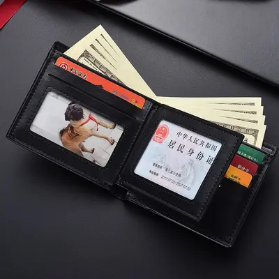 Genuine Soft Leather Men's Short Wallet with Coin Pocket - 5