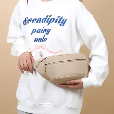 Solid Color Women's Waist Bag, Single-Shoulder Crossbody, Sports and Travel