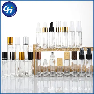 Cross-border 5/10ml Frosted Glass Wood Grain Cap Roll-on Bottle Essential Oil Perfume Roller Bottle Refillable Dispenser Bottle Can Be Packaged as Set - 8