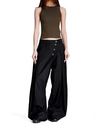 Men's and Women's Summer Drape Retro Button Casual Trousers