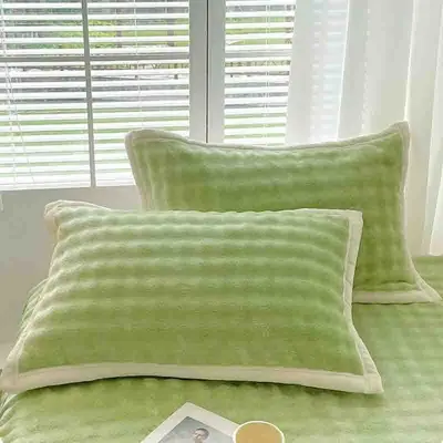 Çift Taraflı Tavşan Peluş Yastık Kılıfı, Kalın Astar, Bağcıklı, Kaymaz, Tek Kişilik - 4