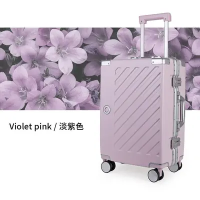 High-quality business trolley case, aluminum frame, sturdy and durable, stylish wheeled luggage for men and women, travel suitcase, combination lock - 13