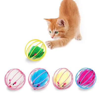 Kafes fare kedi oyuncağı, peluş toplar