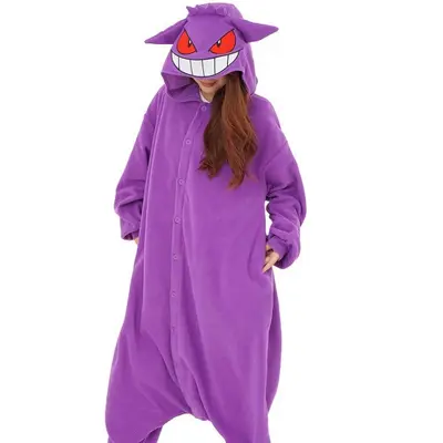 Yoshi Cartoon Animal One-Piece Pajamas, Fleece, Black Dragon