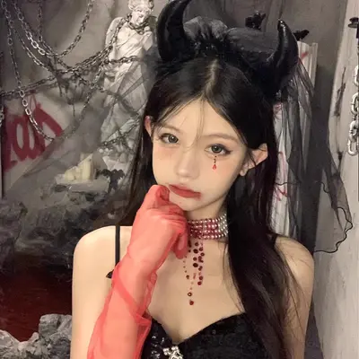 Halloween Black Headband with Bow, Dark Style Ghost Bride Veil Costume Accessory