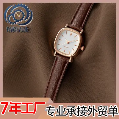 Hersteller von quadratischen Grenzüberschreitungs-Armbanduhren, minimalistisches individuelles Vintage-Quarzwerk, Ledergurt, Damen-Armbanduhr, Damen-Großhandel