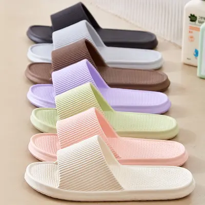 Summer Slippers for Men and Women, Indoor and Bathroom, EVA Sole