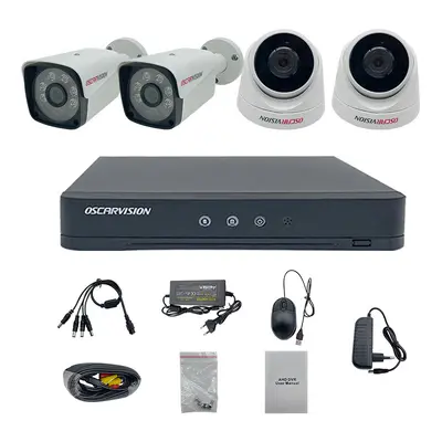 Coaxial CCTV surveillance camera kit 4-channel infrared night vision high-resolution home indoor monitor equipment complete set