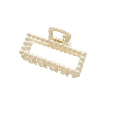 Popüler stil saç tokası taklit inci saç tokası köpekbalığı klip saç tokası kadın üst düzey büyük saç tokası içi boş plastik saç tokası