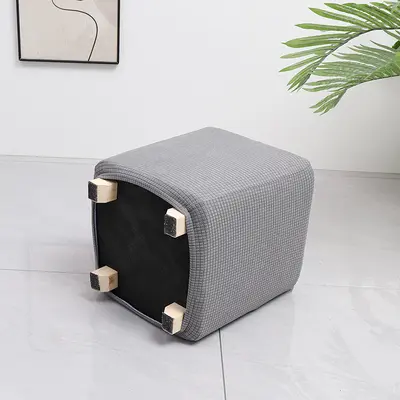 Grenzüberschreitender elastischer wasserdichter Waffelmais-Quadrat-Hocker-Bezug Staubschutz Haus Sofa All-Inclusive niedriger Hocker-Überzug - 3