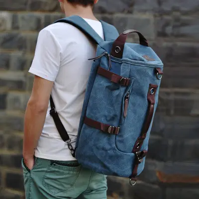 Canvas backpack men's fashion student bag youth travel storage bag computer large capacity backpack crossbody bag - 8