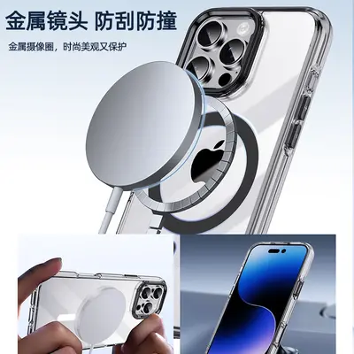 Apple 16 Pro Max telefon kılıfı şeffaf manyetik iPhone 16 koruyucu kılıf metal hava yastığı darbeye dayanıklı yeni stil - 3
