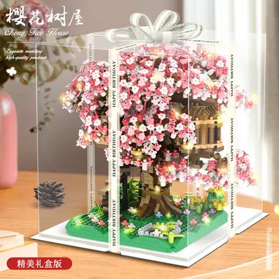 Educational Building Block Set Compatible with LEGO Rainbow Sakura Tree House - 12