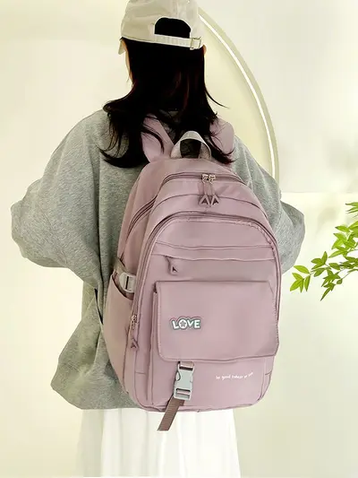 Color-Block School Backpack, Multi-Layer, Large Capacity - 3