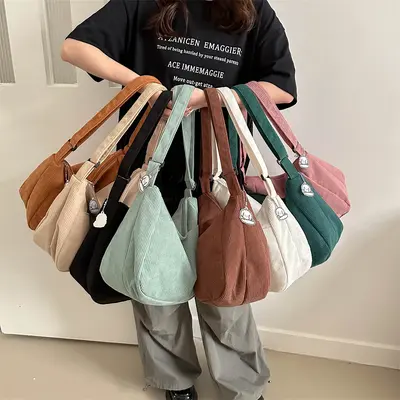 Große Damen-Umhängetasche mit Schulterriemen, minimalistischer koreanischer Stil