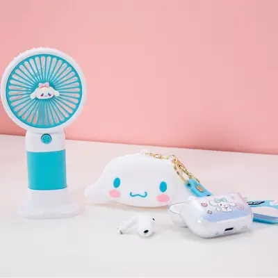 Cross-border New TWS In-ear Wireless Bluetooth Earbuds 5.4 Cartoon Silicone Protective Case Handheld Mini Fan Set