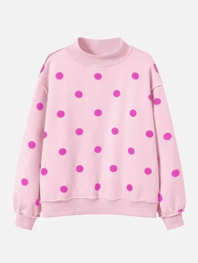 Women's Loose Polka Dot Long Sleeve Sweatshirt, Autumn 2026
