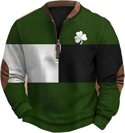 Erkek moda yarım fermuarlı sweatshirt, 3D dijital baskılı, spor - 11