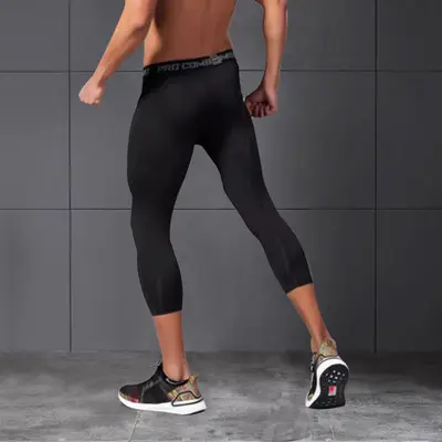 Men's Basketball Compression Tights, 7/8 Length, Breathable, Quick-Dry - 4