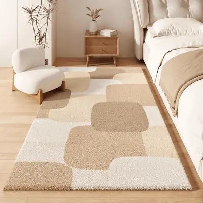 Light Luxury Bedroom Rug, Machine Washable, Wood-Look - 11