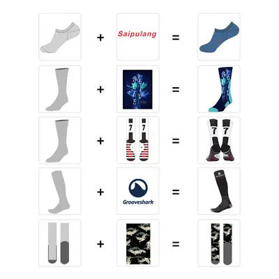 Cotton Socks with Logo, Embroidered Mid-Calf, Digitally Printed