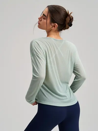 Women's Loose Thin Outer Yoga Top, Breathable Quick-Dry Long Sleeve Cover-Up - 6