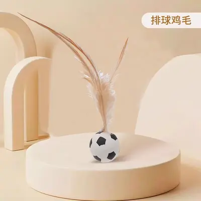 Cat Toy Feather Elastic Ball and Cat Teaser Wand Set - 7