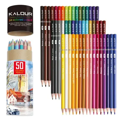 KALOUR 50-Piece Professional Oil-Based Colored Pencil Set
