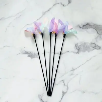 Bell Feather Cat Teaser Wand, Macaron Colors, With Sound - 7