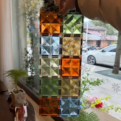 Magnetic Building Tiles Refill Set Stained Glass Puzzle for Kids Educational Toy - 10