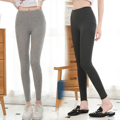 Modal Women's Leggings, Thin Spring Autumn, Black 9/10 Yoga Pants - 3
