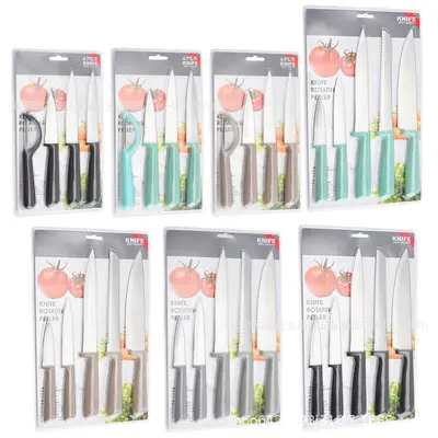 Export Stock Kitchen Knife Set Stainless Steel Knives Double-Sided Water-Absorbing Fruit Knife Peeler Combination Knife Set