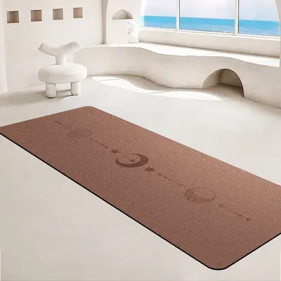 Natural Rubber Yoga Mat with PU Coir Surface, Non-Slip, 6mm - 2