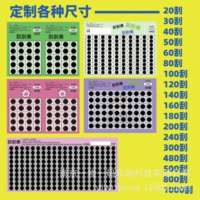 Taiwan Lucky Scratch Card, Random Number Sequence, Custom Design