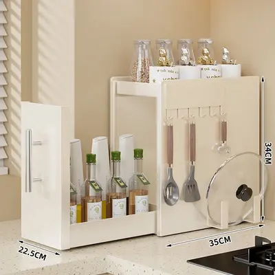Kitchen seasoning rack, multi-layer, pull-out, condiment organizer - 11