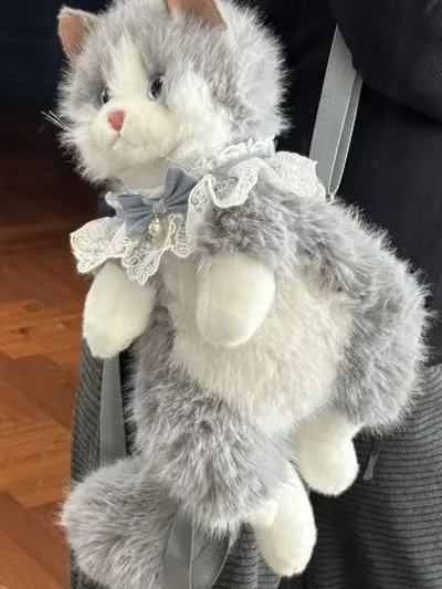 Simulation Ragdoll Cat Plush Backpack for Girls - 8