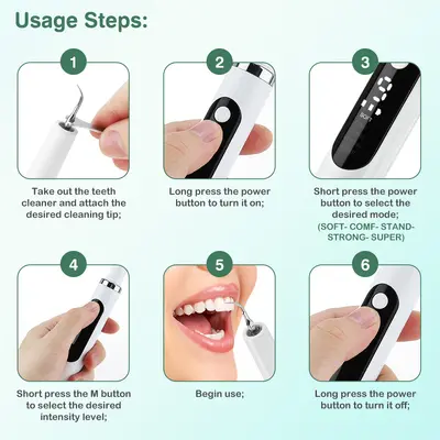 Electric ultrasonic dental scaler, 5 modes, LED light