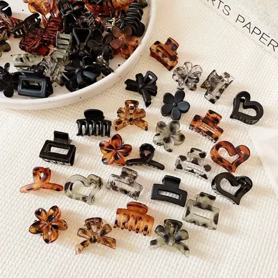 European and American Cross-border Leopard Print Small Claw Clip Women's Back Head Hair Bun Clip Shark Clip Bangs Clip Straight Clip Hair Pin Hair Accessory