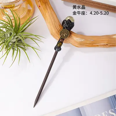 Twelve Zodiac Crystal Hair Stick, Scepter and Magic Wand, Semi-Precious Stone - 8