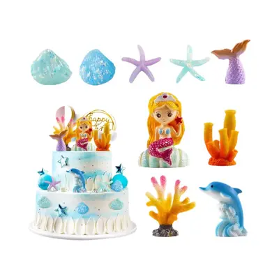 9-teiliges Meerjungfrau-Kuchendekor-Set