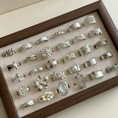 925 gümüş çiçek yüzük kadın tasarım - 2