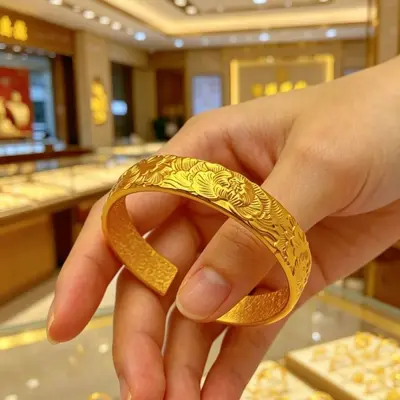 Vietnam kum altın 5mm antik miras bilekliği kadın buzlu düz halka katı alaşımlı altın kaplama bileklik tedarik toptan - 11