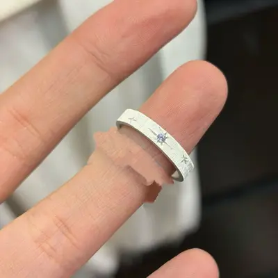 古着六芒星拉丝情侣戒指男女对戒小众设计气质高级对戒 - 3